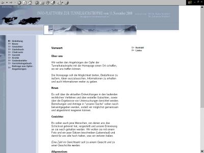 http://www.kaprun-tunnelkatastrophe.at/ - Die Info-Plattform zur Tunnelkatastrophe vom 11. November 2000